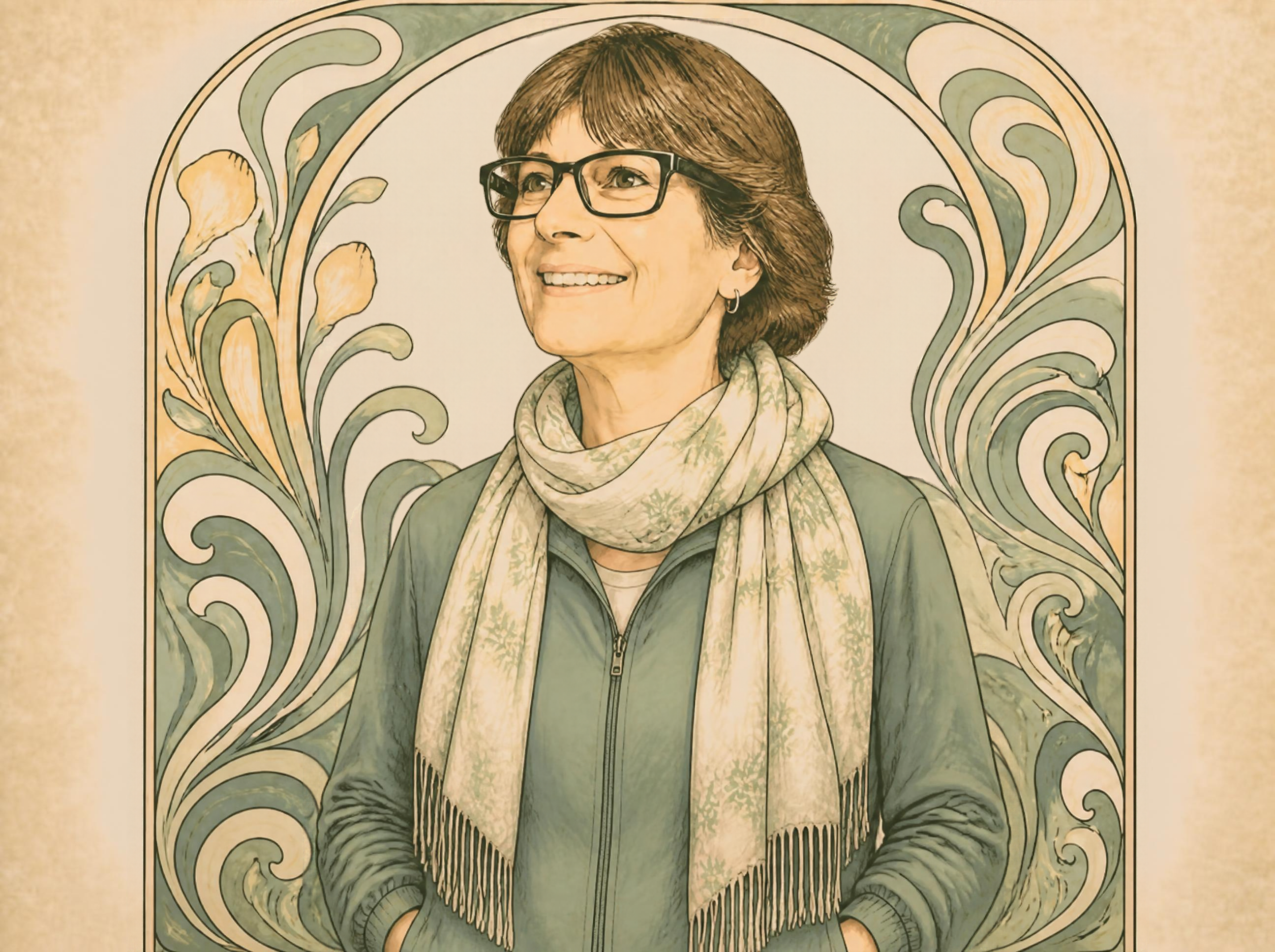 Art Nouveau-style portrait of Catherine